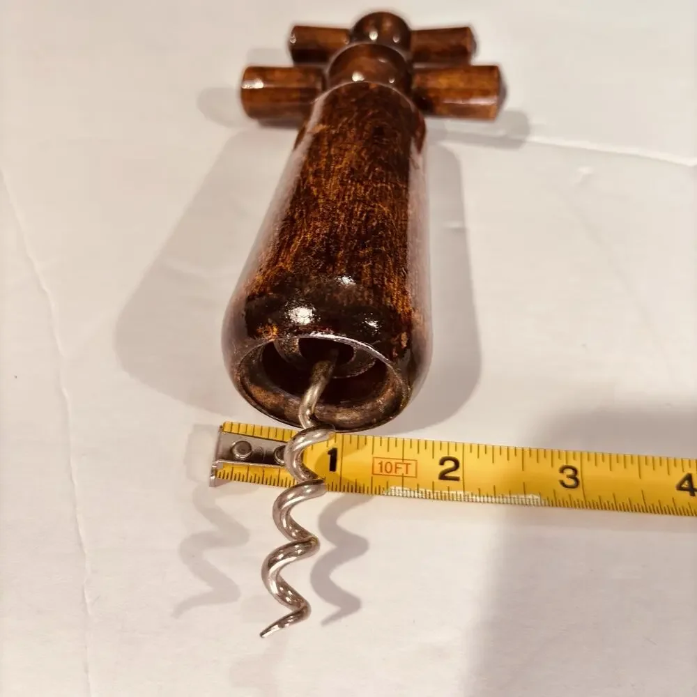 Vintage French Style Wooden Double Action Corkscrew Wine Bottle Opener 7